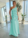 Jersey A-Line One Shoulder 3D Flowers Formal Dresses