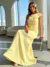 Jersey A-Line Crew Neck 3D Flowers Formal Dresses