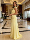 Jersey A-Line Crew Neck 3D Flowers Formal Dresses