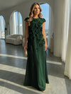 Jersey A-Line Crew Neck 3D Flowers Formal Dresses
