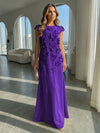 Jersey A-Line Crew Neck 3D Flowers Formal Dresses