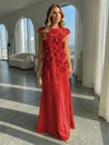 Jersey A-Line Crew Neck 3D Flowers Formal Dresses
