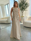 Jersey A-Line Crew Neck 3D Flowers Formal Dresses