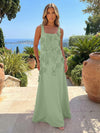 Jersey A-Line Square Neck 3D Flowers Formal Dresses