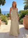 Jersey A-Line Square Neck 3D Flowers Formal Dresses