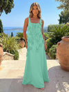 Jersey A-Line Square Neck 3D Flowers Formal Dresses