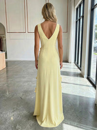 Jersey A-Line V-Neck 3D Flowers Formal Dresses