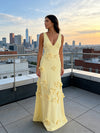 Jersey A-Line V-Neck 3D Flowers Formal Dresses