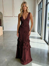 Jersey A-Line V-Neck 3D Flowers Formal Dresses