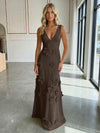 Jersey A-Line V-Neck 3D Flowers Formal Dresses
