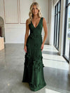 Jersey A-Line V-Neck 3D Flowers Formal Dresses