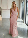 Jersey A-Line V-Neck 3D Flowers Formal Dresses