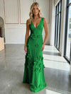Jersey A-Line V-Neck 3D Flowers Formal Dresses