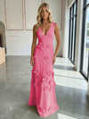 Jersey A-Line V-Neck 3D Flowers Formal Dresses