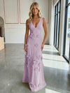 Jersey A-Line V-Neck 3D Flowers Formal Dresses