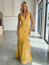Jersey A-Line V-Neck 3D Flowers Formal Dresses