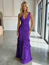 Jersey A-Line V-Neck 3D Flowers Formal Dresses