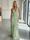 Jersey A-Line V-Neck 3D Flowers Formal Dresses