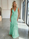 Jersey A-Line V-Neck 3D Flowers Formal Dresses