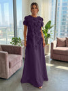 Jersey A-Line Crew Neck 3D Flowers Formal Dresses