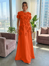Jersey A-Line Crew Neck 3D Flowers Formal Dresses