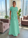 Jersey A-Line Crew Neck 3D Flowers Formal Dresses