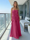 Jersey A-Line Strapless 3D Flowers Formal Dresses