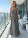 Jersey A-Line Strapless 3D Flowers Formal Dresses