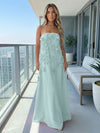Jersey A-Line Strapless 3D Flowers Formal Dresses