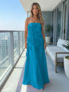 Jersey A-Line Strapless 3D Flowers Formal Dresses