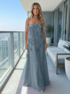 Jersey A-Line Strapless 3D Flowers Formal Dresses
