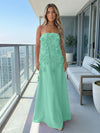 Jersey A-Line Strapless 3D Flowers Formal Dresses
