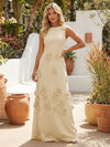 Jersey A-Line Crew Neck 3D Flowers Formal Dresses