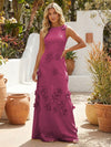Jersey A-Line Crew Neck 3D Flowers Formal Dresses