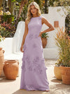 Jersey A-Line Crew Neck 3D Flowers Formal Dresses
