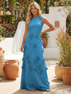 Jersey A-Line Crew Neck 3D Flowers Formal Dresses