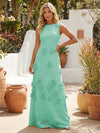 Jersey A-Line Crew Neck 3D Flowers Formal Dresses