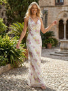 Tulle Halter Sequins Flower Evening Dresses