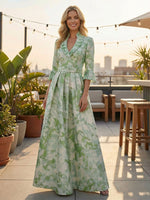 Floral A-Line V Neck Ruffles Mother of the Bride Dresses