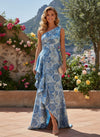 Jacquard Mermaid One Shoulder Evening Dresses with Ruffles