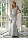 Jacquard Mermaid One Shoulder Evening Dresses with Ruffles