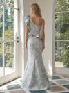 Jacquard Mermaid One Shoulder Evening Dresses with Ruffles
