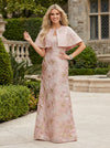 Jacquard A-Line Strapless Evening Dresses with Caps