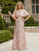 Jacquard A-Line Strapless Evening Dresses with Caps