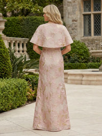 Jacquard A-Line Strapless Evening Dresses with Caps