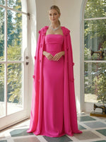 Satin Sheath Strapless Evening Dresses with Caps
