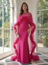 Satin Mermaid Strapless Evening Dresses with Caps