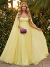 Chiffon A-Line Sweetheart Evening Dresses with Caps