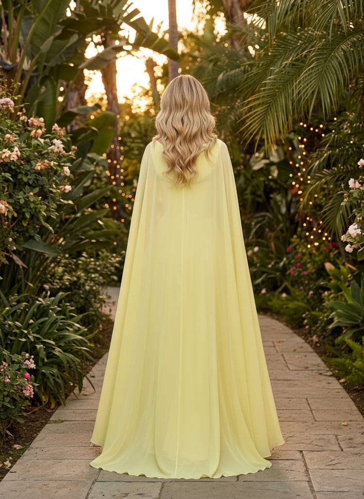Chiffon A-Line Sweetheart Evening Dresses with Caps