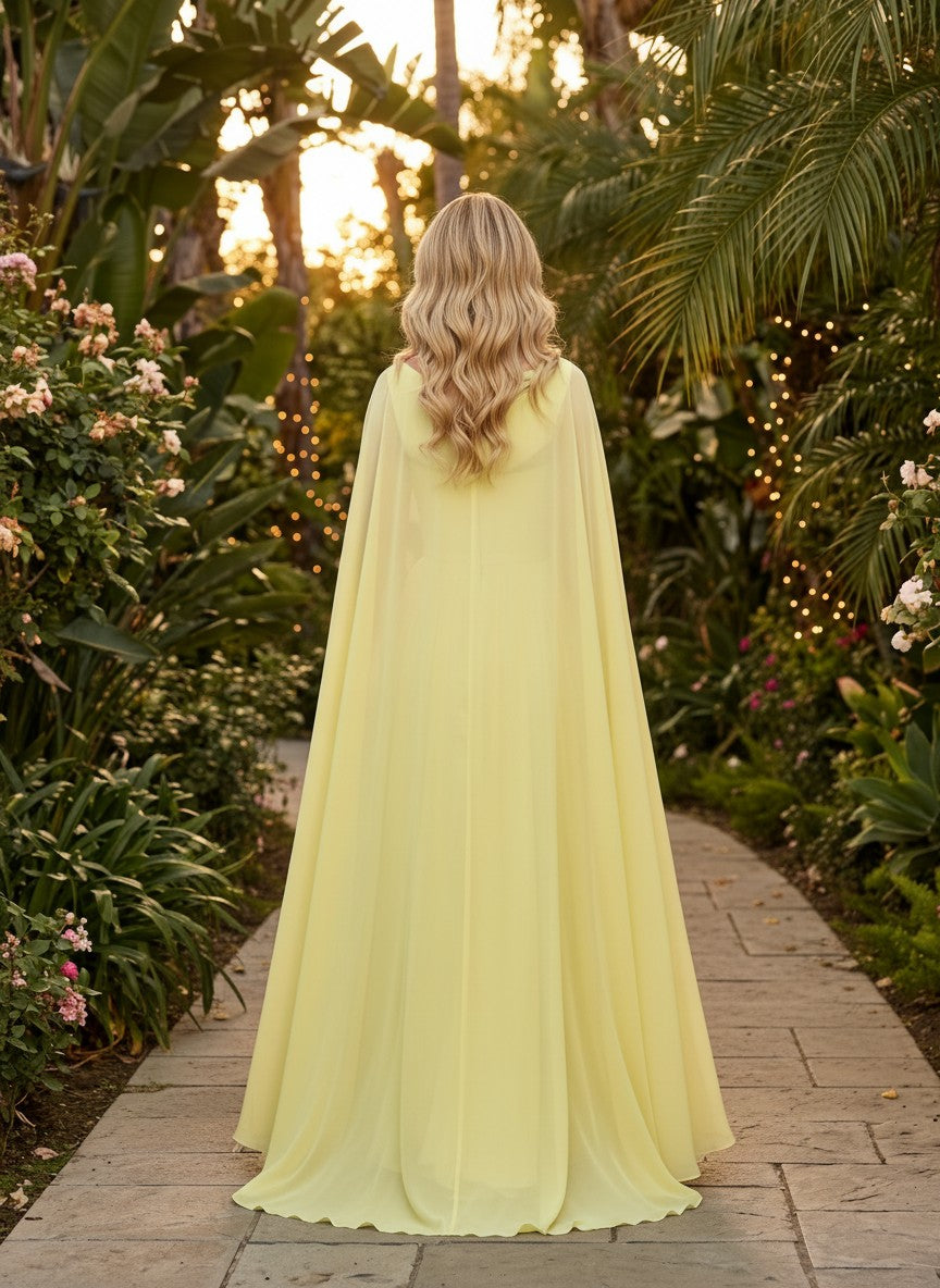 Chiffon A-Line Sweetheart Evening Dresses with Caps